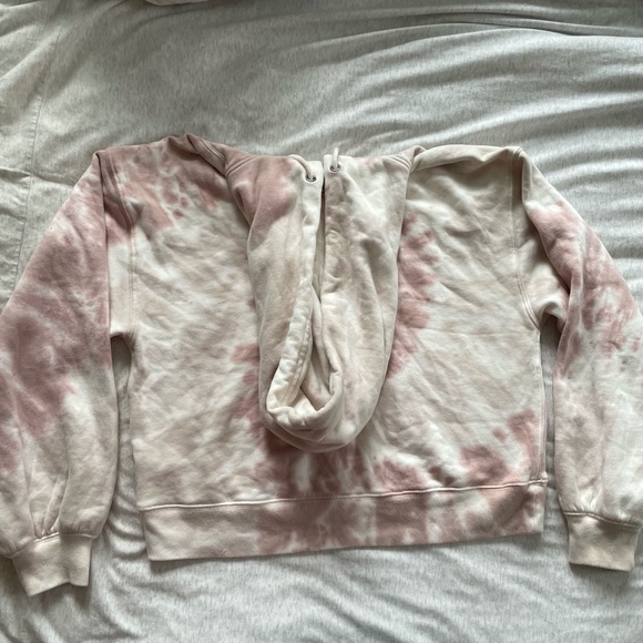 Abercrombie & Fitch Puff Sleeve Hoodie - Blush Pink Tie Dye - Picture 6 of 7